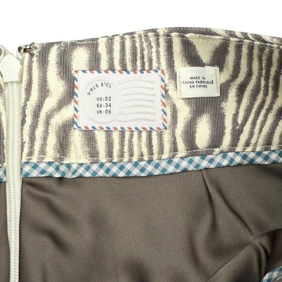 POSTMARK 9-H15 STCL Anthropologie Woodgrain Print Pencil Skirt Size 2 Cream Yell - Picture 4 of 6